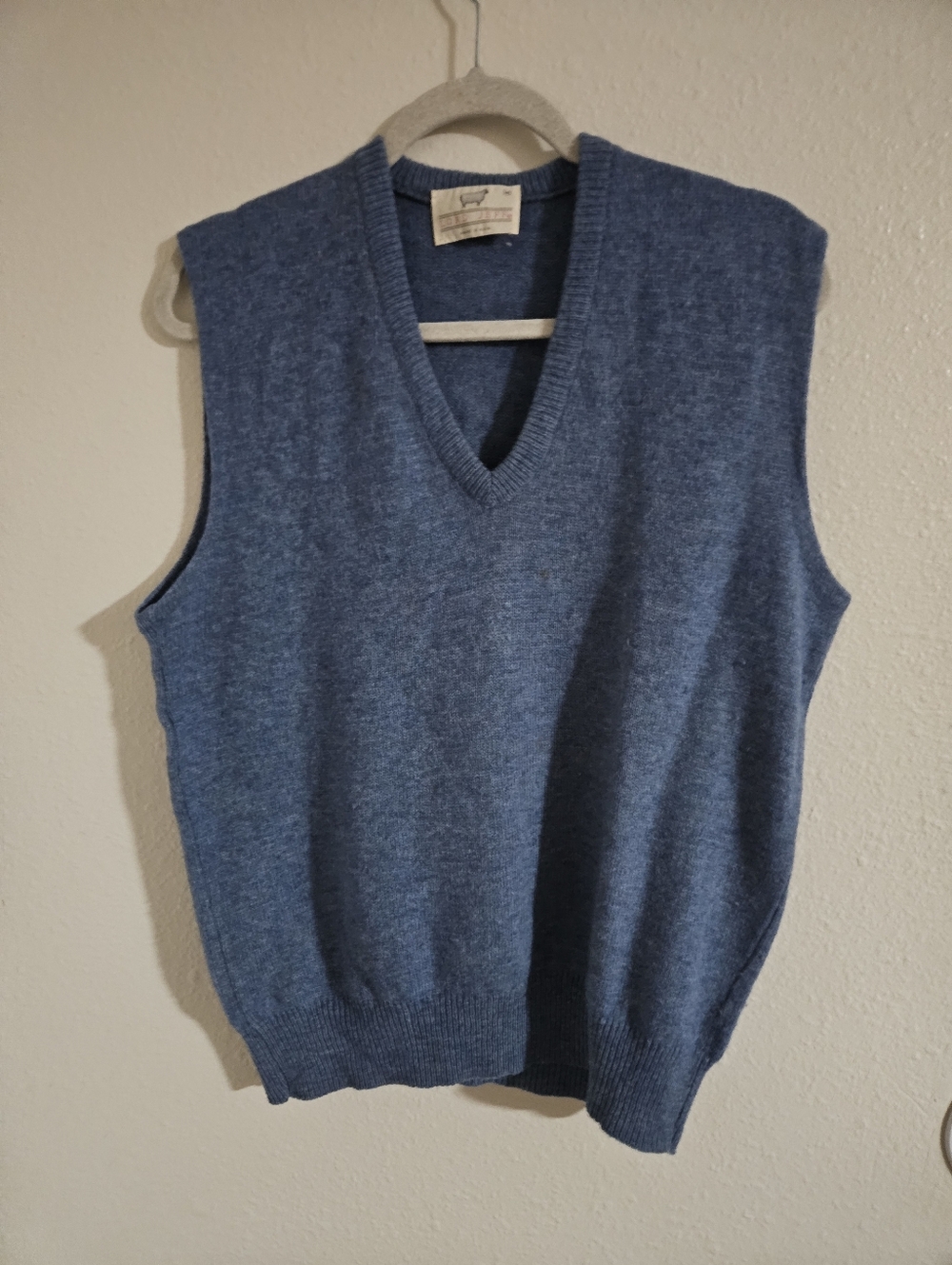 Vtg Lord Jeff Made in USA Lambswool Nylon Blend V-Neck Sweater Vest Med